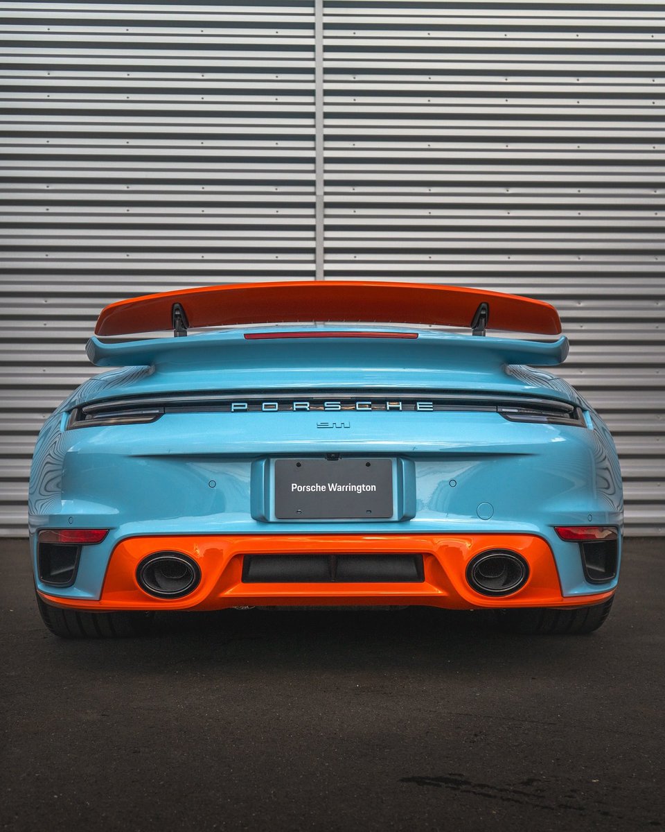TailoredDriver's tweet photo. 2024 911 Turbo S Cabriolet in PTS Gulf Blue 328 over an LTS Interior in Gulf Blue/Gulf Orange. It features a special split design on the door cards as well as the Sonderwunsch door sills. https://t.co/XDTUqFUyB8