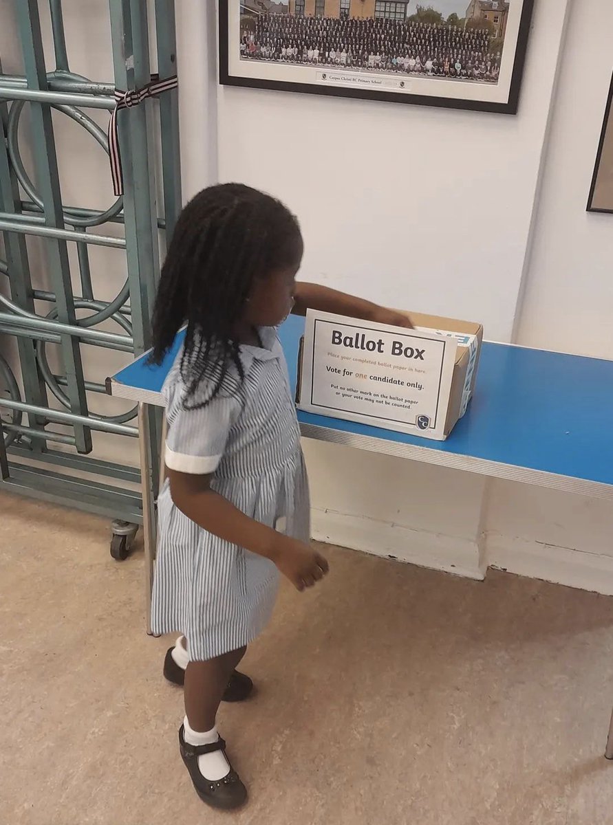 Democracy in action at Corpus Christi today as the children cast their vote...#GeneralElection2024