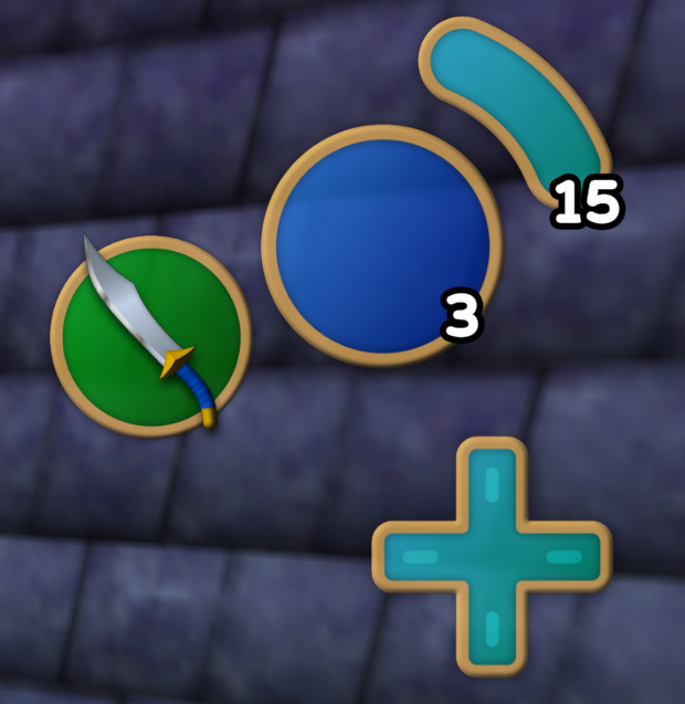 BenjiGameDev's tweet image. Trying a more traditional zelda-like UI. Also started designing some fancy item icons - first up is the Scimitar!
