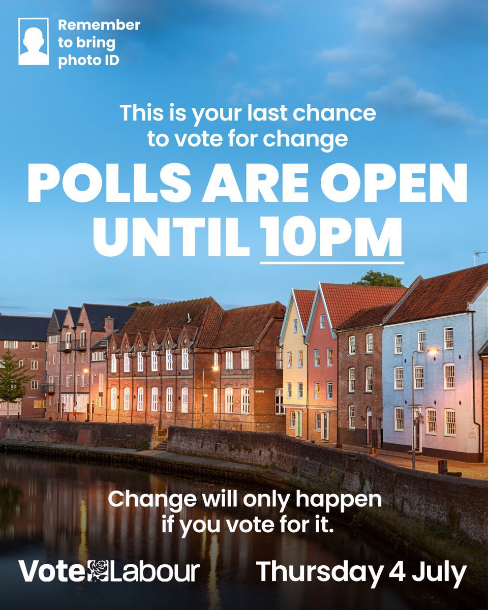 ⏰ ONE HOUR TO GO ⏰

Vote for change. Vote Labour 🌹