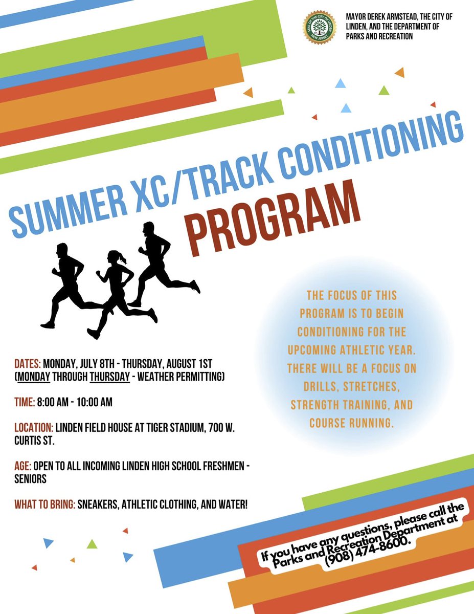 PastaNJ's tweet photo. Mayor @derek_armstead, @CityofLinden, and the Dept. of Parks &amp; Rec are offering a Summer XC/Track Conditioning Program to all incoming Linden High School students, freshman through seniors! After grab a bite to eat in town at @pastaNJ! #pastaNJ #pizzaNJ #LindenNJ #UnionCountyNJ https://t.co/FEBi78oIo6