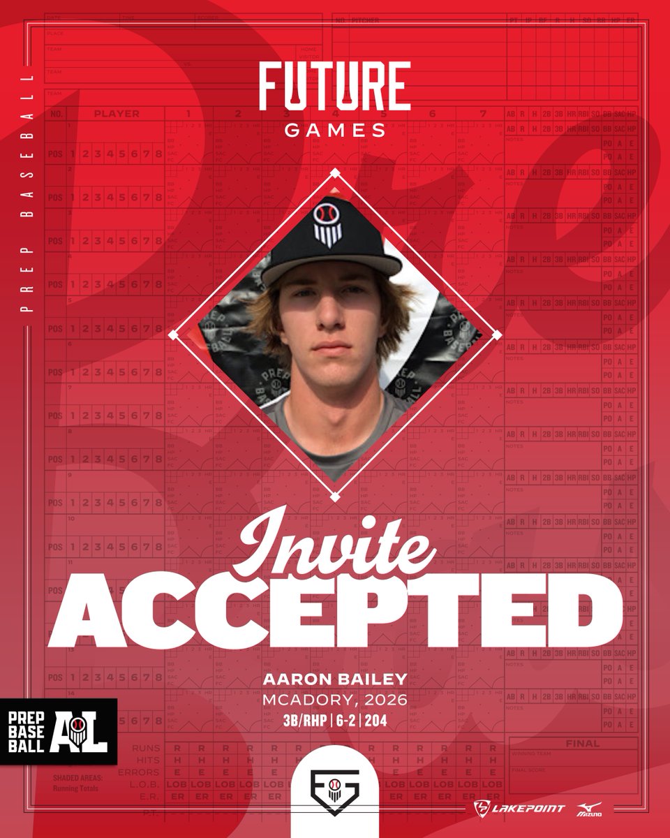 𝐌𝐜𝐀𝐝𝐨𝐫𝐲, 𝐀𝐋 ➡️ 𝐄𝐦𝐞𝐫𝐬𝐨𝐧, 𝐆𝐀

+ 3B/RHP Aaron Bailey (<a href="/McAdoryBSBL/">McAdory Baseball</a>, 2026) has accepted his invite to represent #TeamAlabama at the 𝐅𝐮𝐭𝐮𝐫𝐞 𝐆𝐚𝐦𝐞𝐬 (#PBFG24) at LakePoint Sports in Emerson, GA.

🔗: loom.ly/lUOABwg || <a href="/AaronBailey48/">Aaron_Bailey48</a>