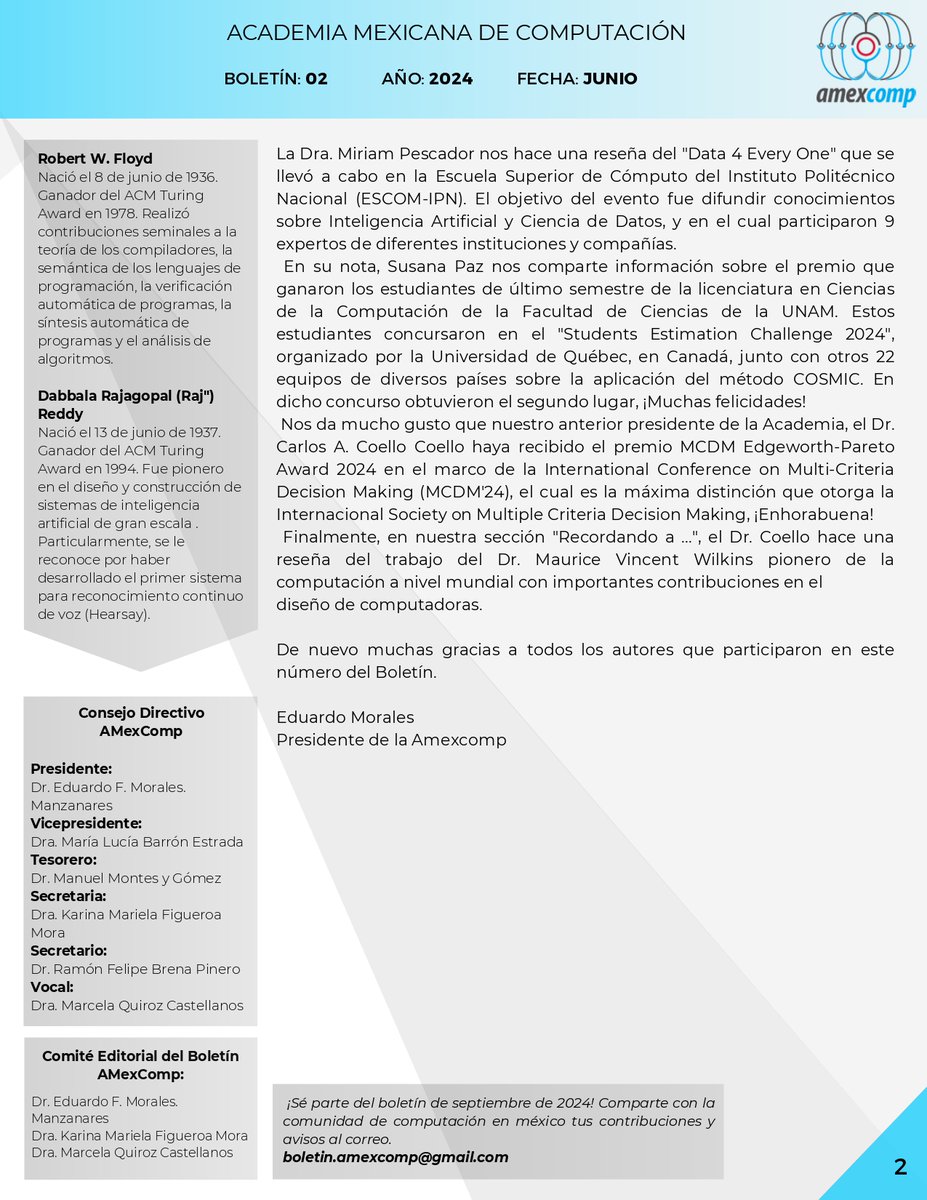 Academia Mexicana de Computación (@amexcompac) on Twitter photo 📰🤓El comité editorial del boletín de <a href="/AmexcompAC/">Academia Mexicana de Computación</a> tiene el gusto de compartirles nuestro número del mes de junio 2024.
amexcomp.mx/media/publicac… 📰🤓El comité editorial del boletín de <a href="/AmexcompAC/">Academia Mexicana de Computación</a> tiene el gusto de compartirles nuestro número del mes de junio 2024.
amexcomp.mx/media/publicac…