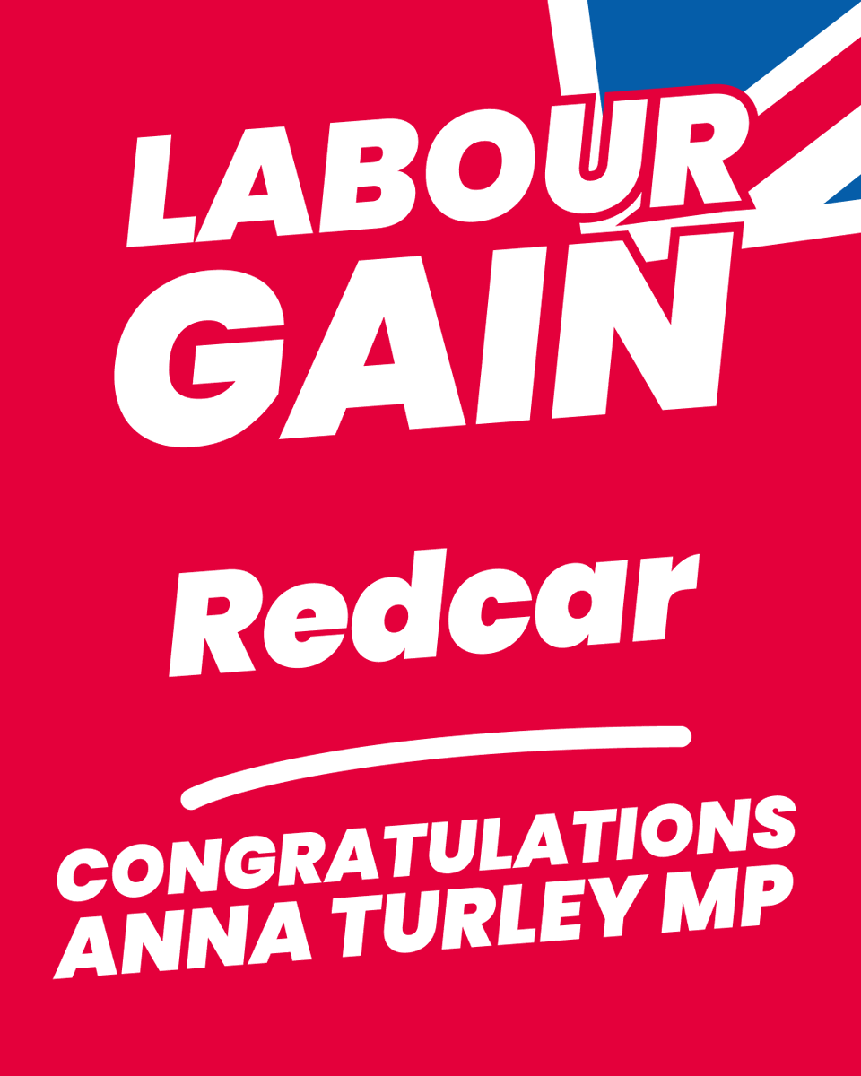 Labour GAIN Redcar from the Conservatives 🌹