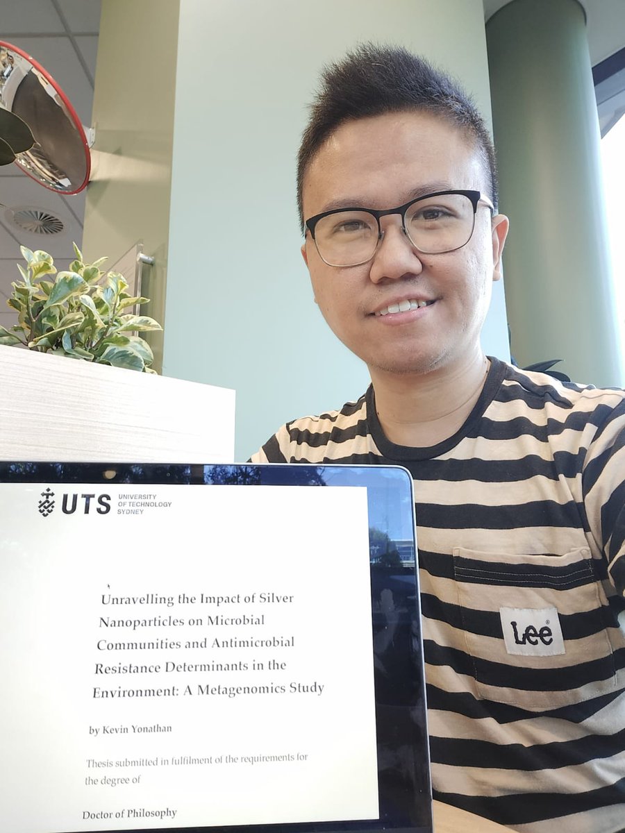Congratulations <a href="/KevinYonathan14/">Kevin Yonathan</a> for the PhD Thesis submission! A metagenome study on the effects of nano &amp; ionic silver on environmental microbial communities and #AMR genes. A journey of hard work and perserverence! Thank you <a href="/XabiVC/">Xabier Vázquez-Campos</a> <a href="/raymahbub/">K Rayhan Mahbub</a> for the endless support <a href="/AIMI_UTS/">Australian Institute for Microbiology & Infection</a>
