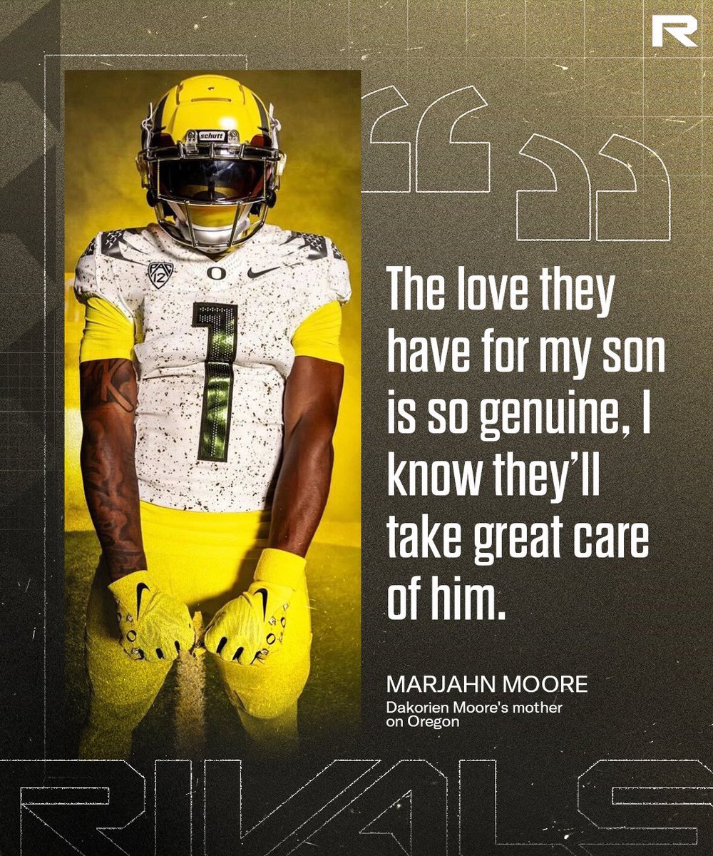 RivalsHS's tweet image. 🚨The No. 1 WR in the country, 5⭐️ WR Dakorien Moore, has committed to Oregon🚨

@CoachDanLanning is building something SPECIAL at Oregon🔥