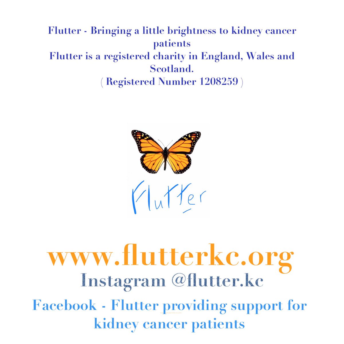 Flutterkc's tweet photo. We are now a registered charity !!! 🦋
#kidneycancer
#urology https://t.co/zx77CBaybX