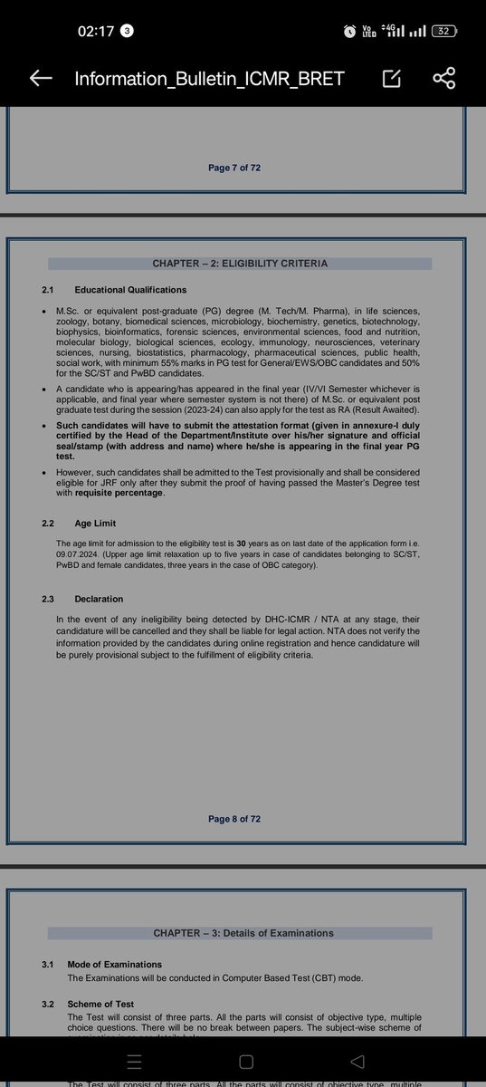 pooja_rai_24's tweet photo. In the Brochure published for #BRET_2024 exam there is no mention about the eligibility of student that those who has passed the exam before 2022 can't give the exam but on form filling they are not giving the option to fill for the students who graduated before 2022 https://t.co/Jedn9t58tf