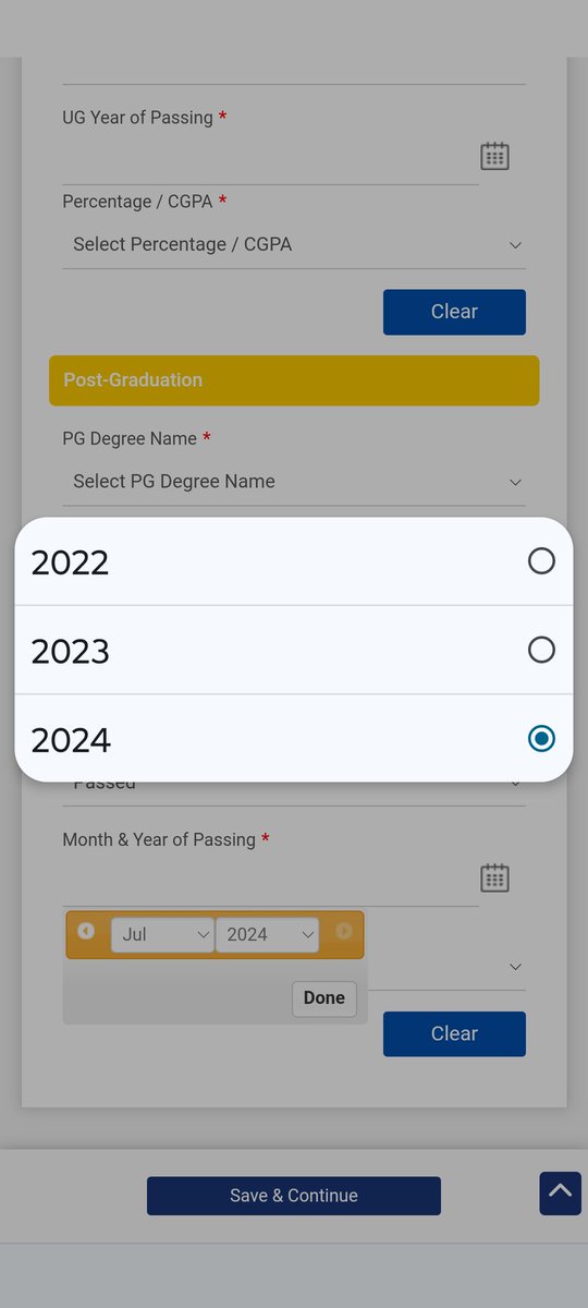 pooja_rai_24's tweet photo. In the Brochure published for #BRET_2024 exam there is no mention about the eligibility of student that those who has passed the exam before 2022 can't give the exam but on form filling they are not giving the option to fill for the students who graduated before 2022 https://t.co/Jedn9t58tf