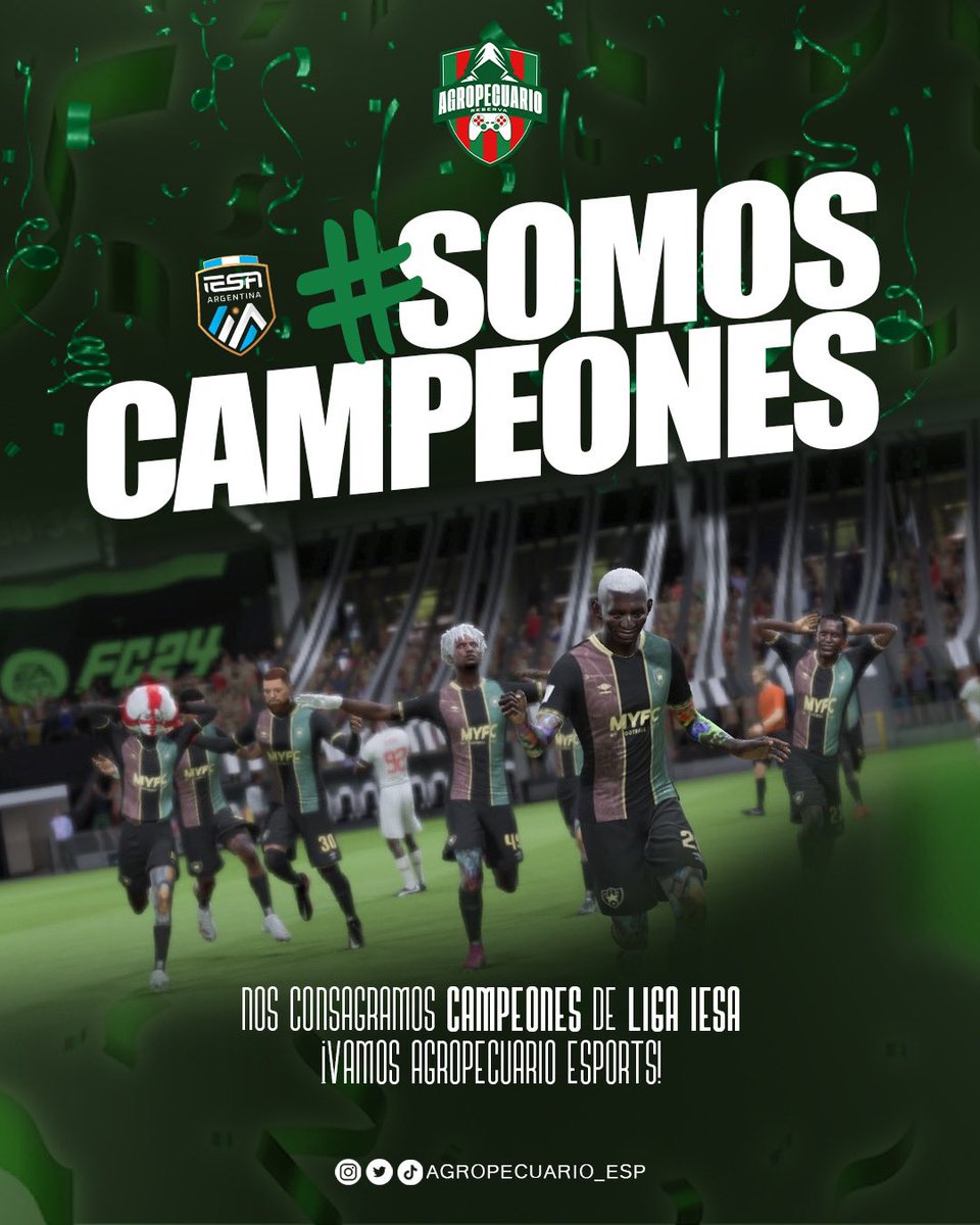 AGROPECUARIO ES CAMPEÓN DE IESA ARGENTINA!!

Muchas gracias a todos los jugadores del equipo, se cumplió el objetivo.. y si, la más importante se quedó en casa 😉💚

Salud Campeones 🏆