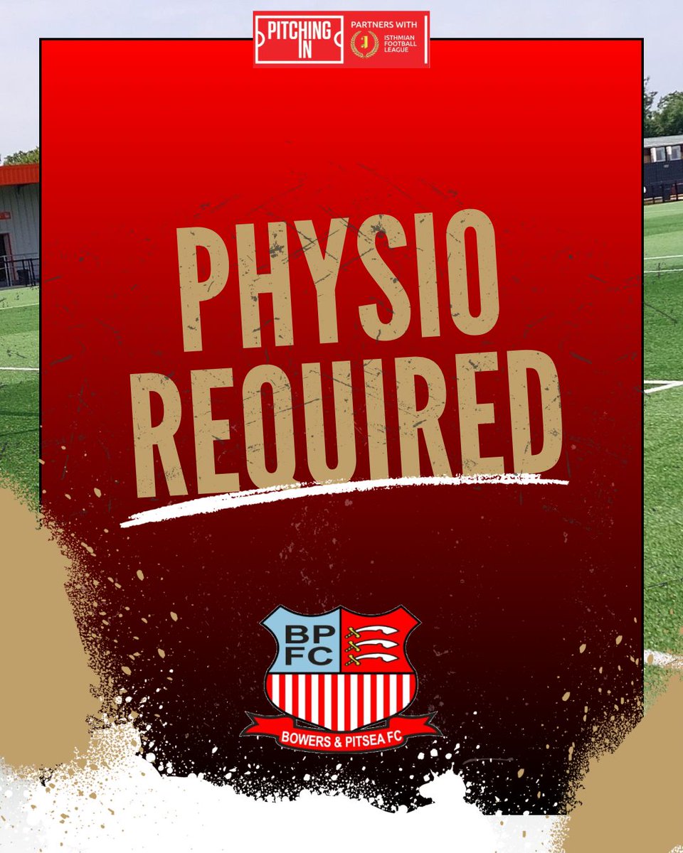 Bowerspitseafc's tweet photo. Vacancy! 
We are looking for a physio for the 2024/25 season. This is a paid role with a start date of ASAP. Any interested parties, please DM us. 
#UpTheBowers https://t.co/WWK83gAvTi