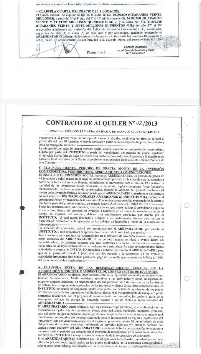 OviedoFidel's tweet image. La Universidad del Sur @unasurpy debía realizar inversión por US$ 500 mil en propiedad de @IPSParaguay en Limpio pero ni el pago de Gs 20 millones en concepto de arrendamiento pagó. Está tarde la previsional recuperará posesión del inmueble
