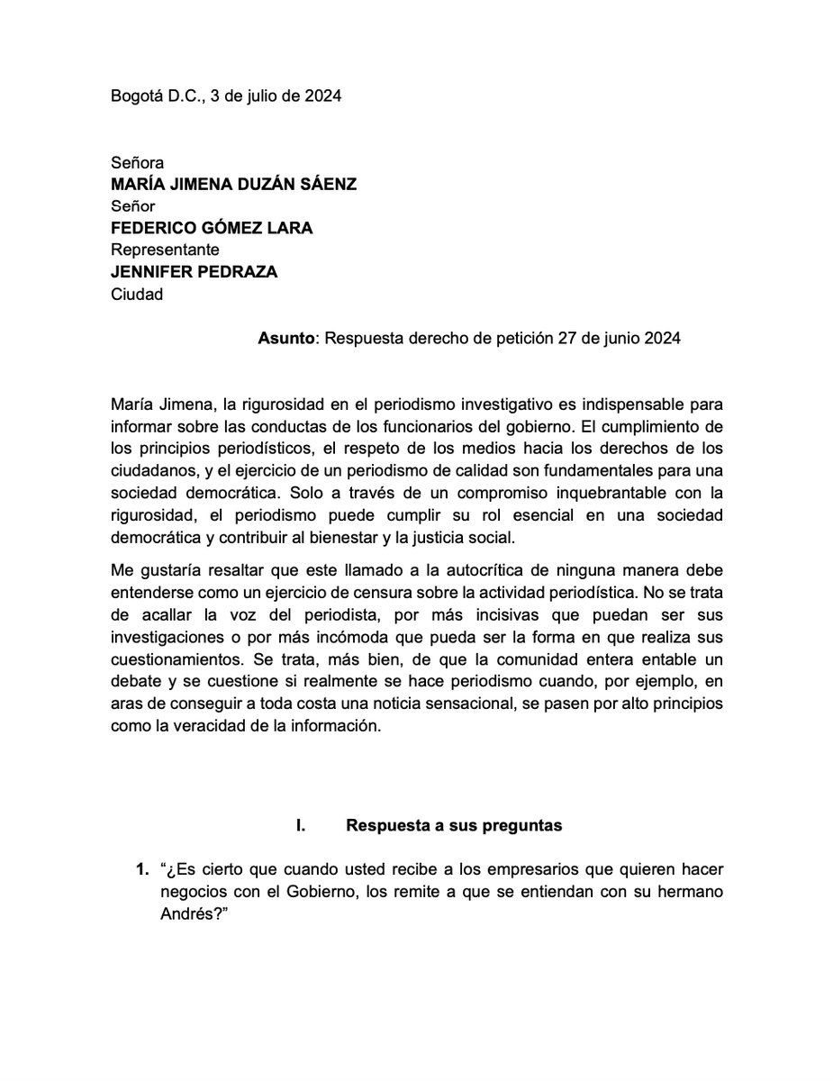 laurisarabia's tweet photo. Mis respuestas a María Jimena Duzán. Siempre responderé por mis actos con la verdad pero responder a especulaciones es muy difícil y los daños son inevitables. Condenar primero y preguntar después es fácil pero no correcto. https://t.co/LsSVq2PIJ0 https://t.co/t9G1mKwVSL