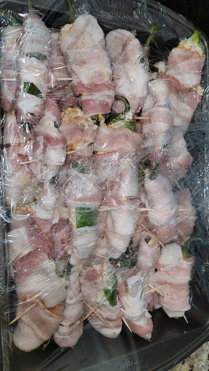 My side for the bbq:
Bacon wrapped Jalepeno poppers stuffed with jalepeno cheddar sausage, garlic and herb cream cheese, American/Mozzarella cheese, and seasoned with woodfired garlic seasoning.

Happy 4th everyone!! 🎉🇺🇸