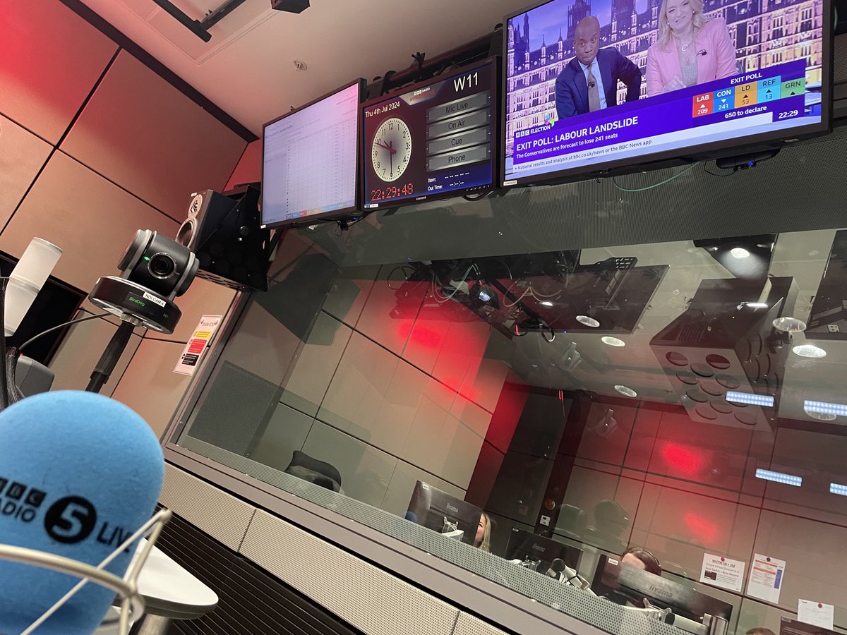 Evening! Greetings from Salford and the <a href="/bbcworldservice/">BBC World Service</a> studios with ⁦<a href="/RahulTandon51/">RahulT</a>⁩ and a crack team, already to discuss what business and markets think of the UK election and the exit poll