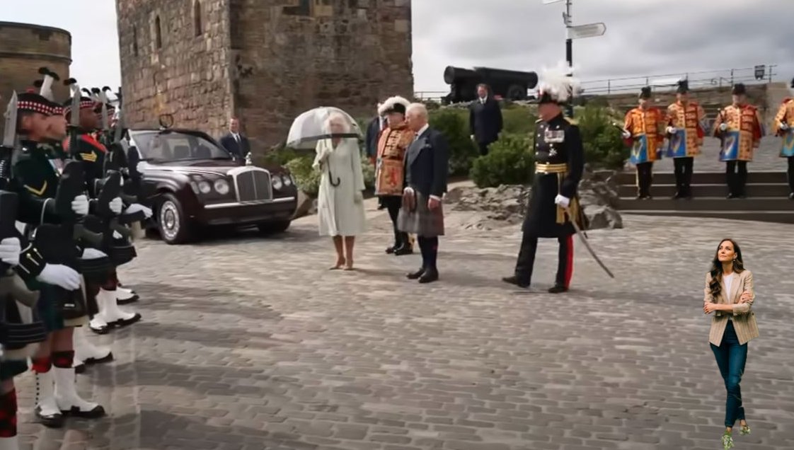 NWDisorder1111's tweet photo. From my perspective, these ceremonies are mind-numbingly boring. 

Look at Camilla ... God forbid she has to stand in the wind without an umbrella. 

I must say Charles is looking rather well, having cancer and all. 

#WasThatKate
#WhereIsKate
#RoyalDeception
#KateWhatHappened https://t.co/WVxnxN6P3C
