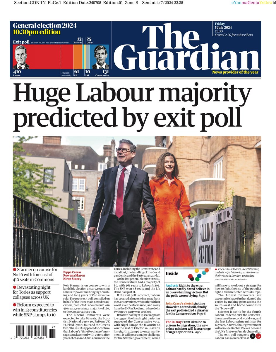 GUARDIAN: Huge Labour majority predicted by exit poll #TomorrowsPapersToday