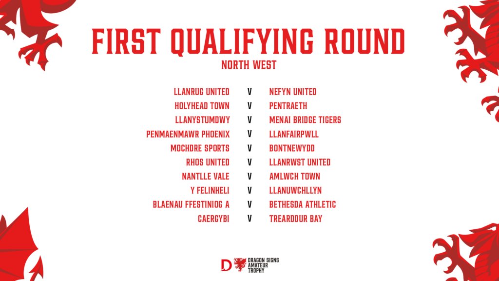 Y draw ar gyfer rownd gyntaf y #JDWelshCup a'r FAW Amateur Trophy wedi eu gwneud heno...