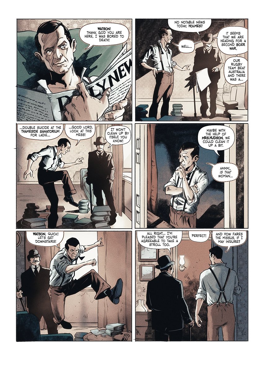 mrsgcomics's tweet photo. Experimenting with color tonalities and lettering choices. Hope you like. It is from upcoming "Canvey Island Suicides" , a Mrs.G comic planed to be published by the end of 2024. #sherlockholmes #indiecomics #mrsgcomics https://t.co/tiWFxvAT3o