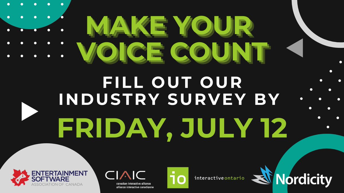 📢 Attention Ontario #videogame #XR #elearning studios!

We need your input for an economic impact survey. It’s a bit lengthy (~30 mins) and needs financial/employment data (remains confidential), but your participation is crucial. 

Make your voice count!
ca1se.voxco.com/S2/114/ESAC202…