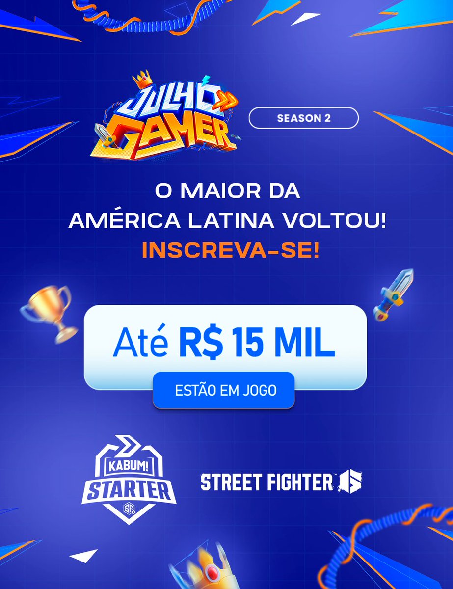 Fighting Games Club (@fgcsaopaulo) on Twitter photo 🚨🚨🚨ATENÇÃO JOGADORES!!!
As inscrições para as próximas etapas do Kabum! Starter de Street Fighter 6 já estão abertas.
As próximas etapas são abertas para todo Brasil e vão acontecer on line. Clica no link, e já se inscreve:
start.gg/tournament/kab…
Tamo junto <a href="/kabumcombr/">Ninja do KaBuM!</a> 🩷 🚨🚨🚨ATENÇÃO JOGADORES!!!
As inscrições para as próximas etapas do Kabum! Starter de Street Fighter 6 já estão abertas.
As próximas etapas são abertas para todo Brasil e vão acontecer on line. Clica no link, e já se inscreve:
start.gg/tournament/kab…
Tamo junto <a href="/kabumcombr/">Ninja do KaBuM!</a> 🩷