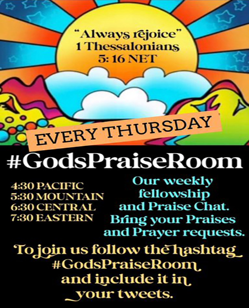 Join us in one hour, friends, for a special Independence day edition of Thursday Evening PRAISE chat!

z <a href="/gad2j/">Rtn Greg</a> <a href="/poore_norma/">Norma Poore</a> <a href="/Jenyour/">Jenyo Omolehin</a> <a href="/peterrazaq/">Peter OLAYINKA</a> <a href="/jreidross/">James Reid Ross</a> <a href="/benhereB4/">BenHere</a> <a href="/Russell_Steve18/">Steve Russell</a> <a href="/JohnGrahamCraw1/">John Graham Crawford</a> @jcarce1473