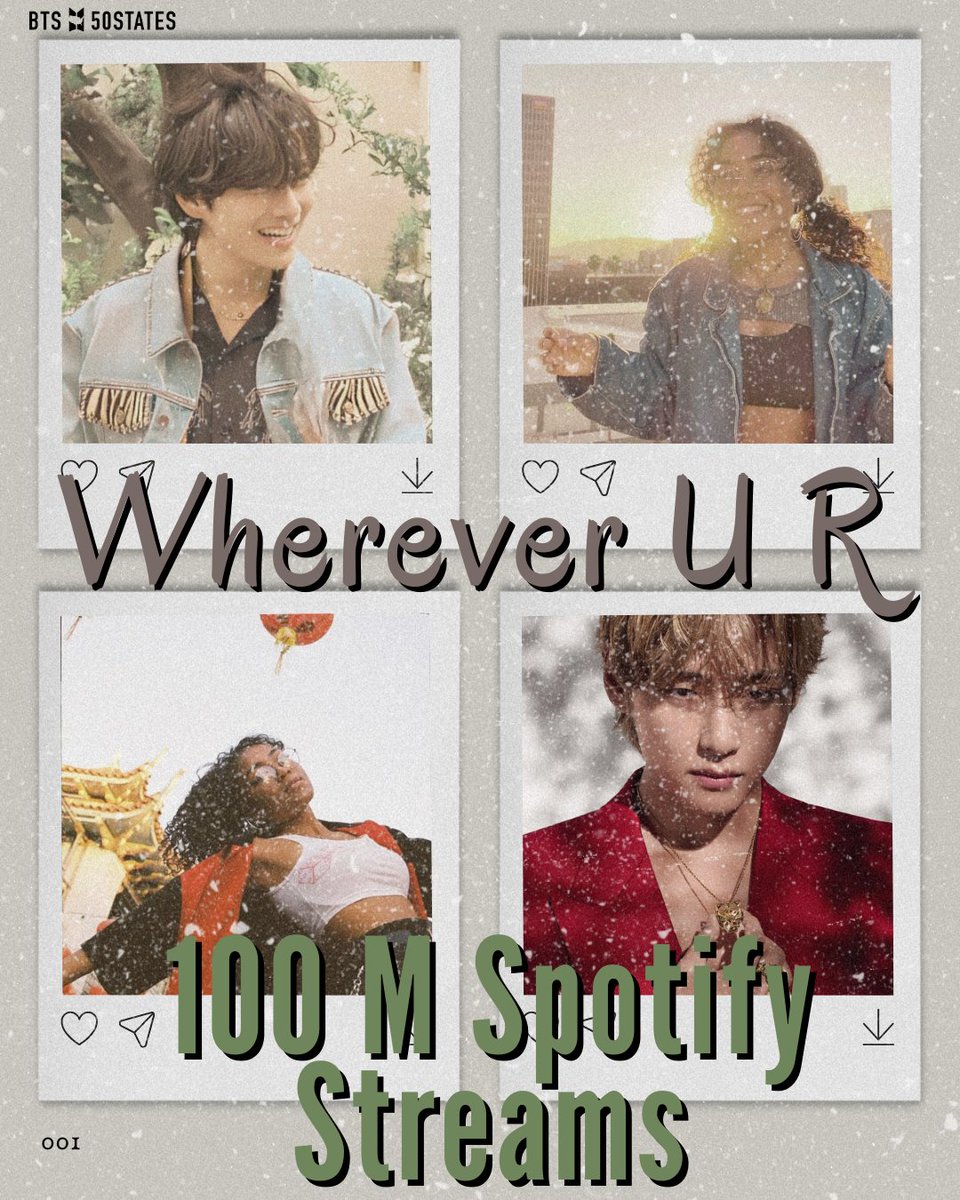 #WhereverUR has surpassed 100M Spotify streams 💜

<a href="/BTS_twt/">방탄소년단</a> #V #Umi