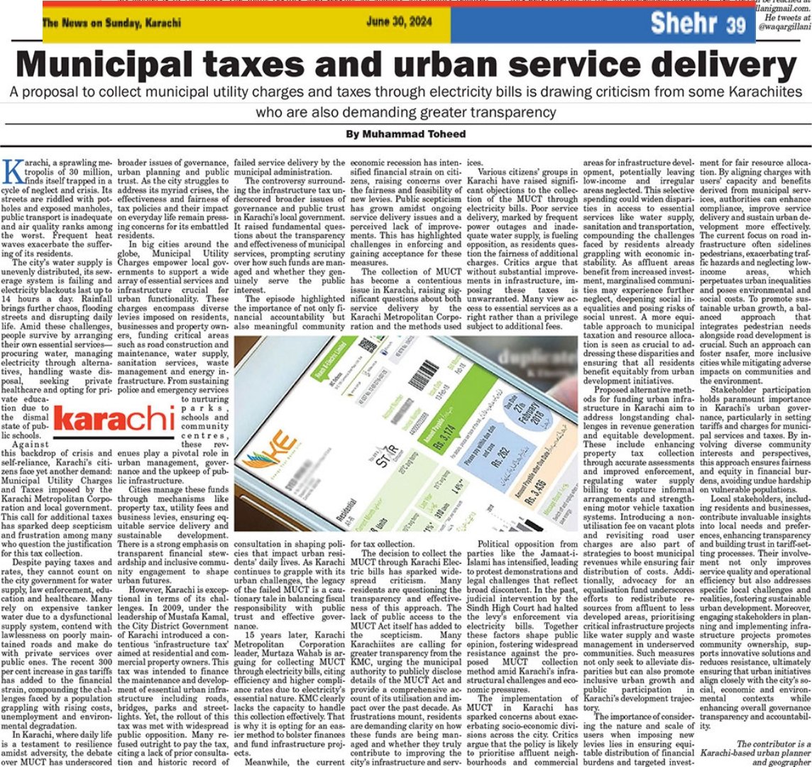 UrbanPlannerNED's tweet photo. My latest piece on municipal taxes #MUCT & urban service delivery in #Karachi is published in @thenews_intl.
I wrote this during the International Visitor Leadership Program @StateIVLP on #SustainableCities in New Orleans, Louisiana 🇺🇸 for #Karachi 🇵🇰
@usconsulatekhi @StateDept https://t.co/HS103yhbVn
