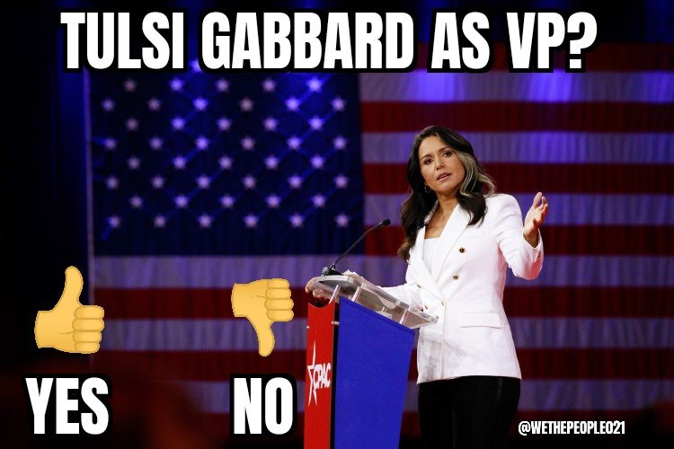 JDunlap1974's tweet photo. Does MAGA really want to see Tulsi Gabbard as V.P. ? https://t.co/as0fquZBMN