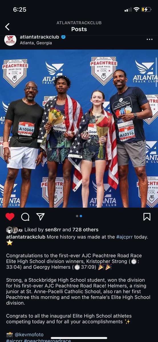 DrJamesT's tweet photo. A hearty congratulations to Kristopher Strong 💪 as he garners national attention by winning the Elite HS Division of the 🍑 Peachtree Road Race beating a whole laundry list of HS Elite GA state champions in the process! 

#thestockbridgestandard https://t.co/hKnHqTC3lh