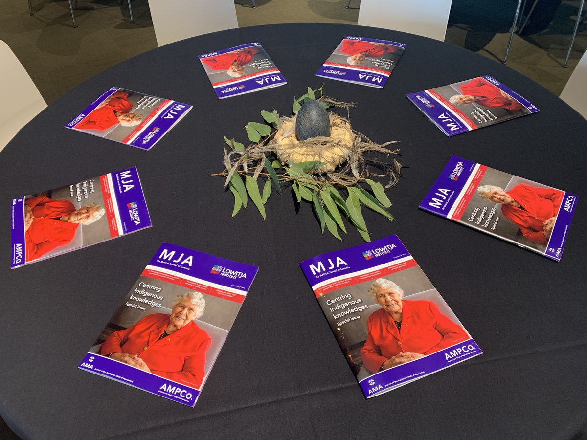 theMJA's tweet photo. Looking forward to the launch this morning of our Special Issue on centring #IndigenousKnowledges in partnership with the @LowitjaInstitut.
Thanks to @sahmriAU for hosting the event! https://t.co/qr9SLkjzPb
