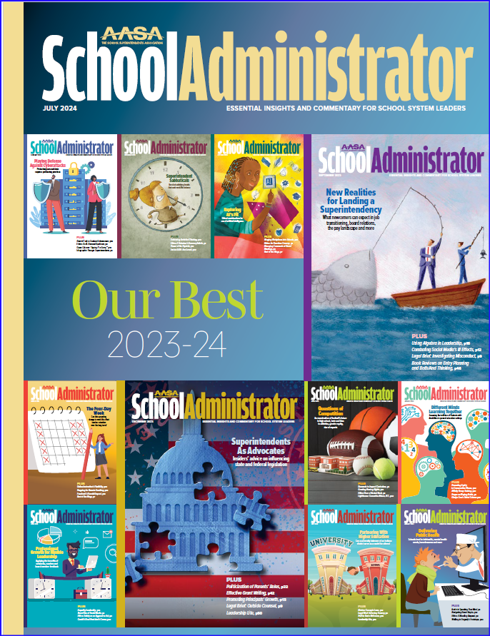 InsideEdge's tweet image. My column from the Jan. 2024 issue of School Administrator magazine was selected to appear in the AASA's "Best of" 2023-2024 edition.

[Boiling it down: In our short-attention-span, clickbait media landscape, schools must be persistently proactive with bite-size good news.]