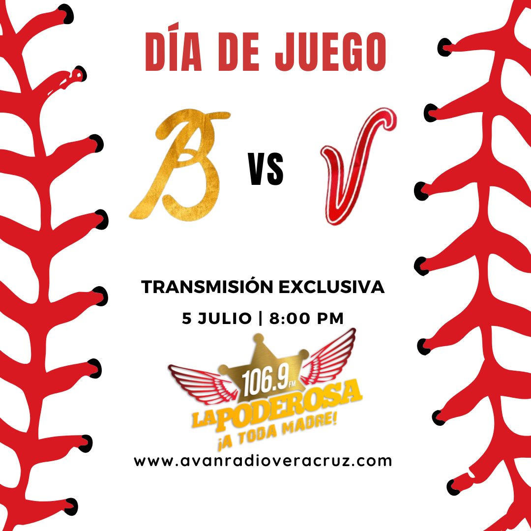 LaPoderosa1069's tweet photo. ⚾️🔥Día de Juego🔥⚾️
No te pierdas la TRANSMISION EXCLUSIVA del juego
Bravos de León🦁 🆚 El Águila de Veracruz 🦅

A través de La Poderosa 106.9 FM o por https://t.co/Hnjm6JOxlx
🗓 Hoy 5 de Julio
⏰ 20:00 Hrs.
#AtodaMadre https://t.co/tgoLUNlAQT