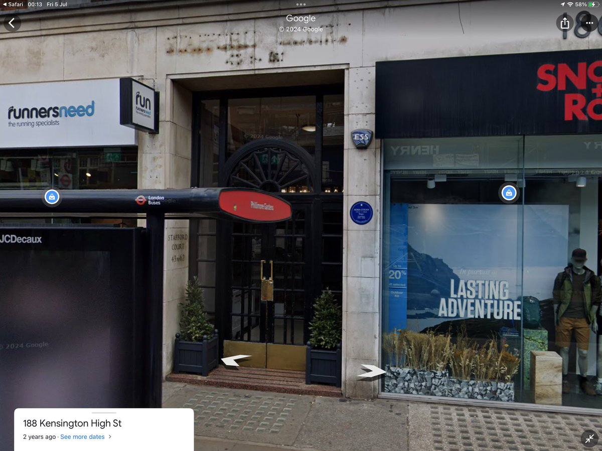 Looking forward to <a href="/IAmTheEggPod/">EggPod 🍏</a> live at <a href="/operahollandpk/">Opera Holland Park</a> (A) on Saturday. A very short walk from Stafford Court (B) on Kensington High Street where Alma Cogan lived and The Beatles socialised in Flat 44. Find her blue plaque near the bus shelter.