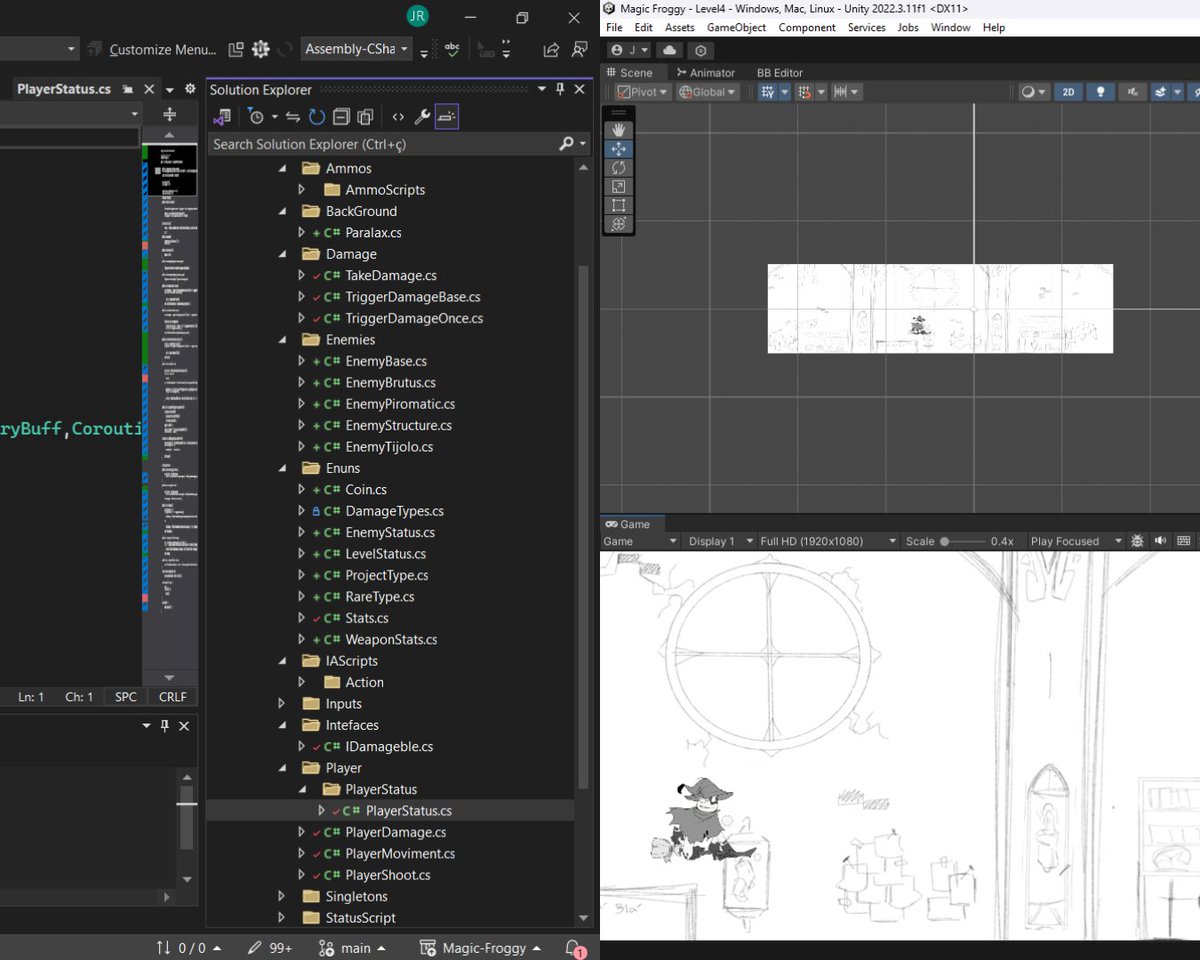 Asthon_ES's tweet image. Magia, ação e muito desafio! Programando nosso sapo mágico em um Bullet Hell que vai te deixar de queixo caído. Quem aí está preparado para a aventura? 🚀🐸✨ #magicfrog #asthonentertainmentstudios #indiegame #indiegamestudio #indiegameart #braziliangames #gameart