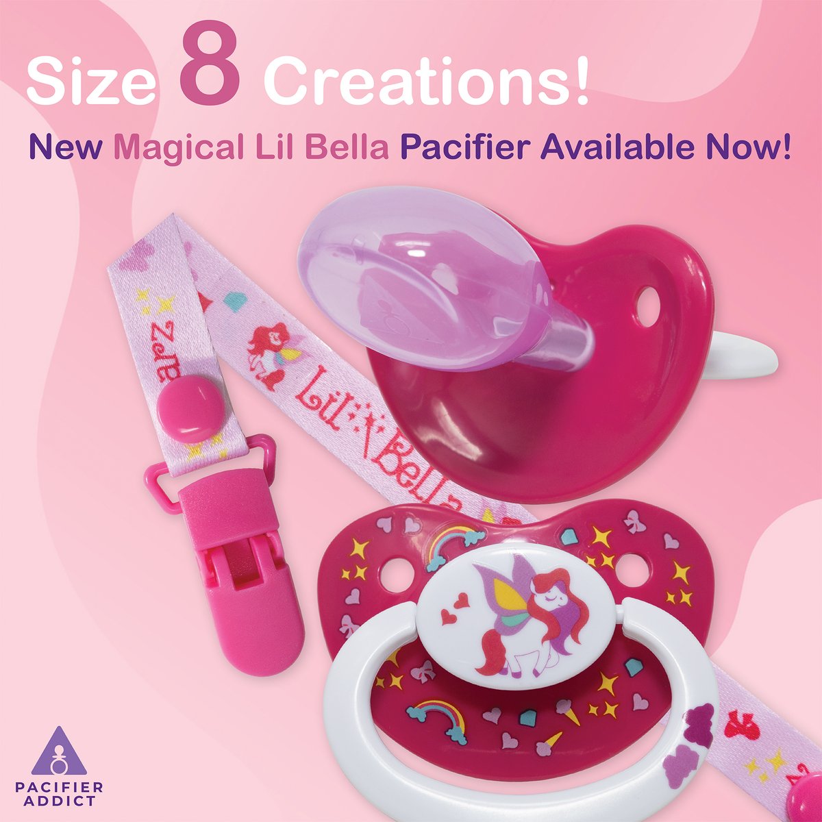 PacifierAddicts's tweet photo. Size 8 Creation! 🎨✨ Grab this limited-edition Magical Lil Bella pacifier and watch your world transform! 🌈
https://t.co/BZVqUAKrB2
#size8pacifier #adultpacifier #custompacifier #custompacifiershop #pacifieraddict #adultsoothers #makegoodhabits https://t.co/MGcPy0NLsz