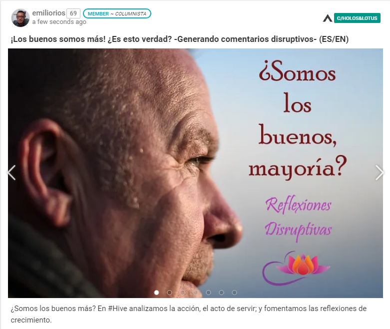 Fomentamos una reflexión que genere crecimiento y comentarios, en #Hive:
¡Los buenos somos más! ¿Es esto verdad? -Generando comentarios disruptivos- (ES/EN)
peakd.com/hive-131951/@e…
#Spanish #life #Wellness #reflections