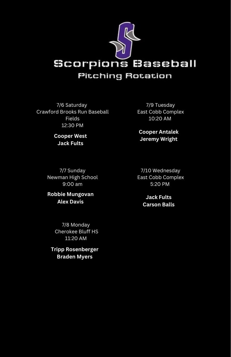Mark Michaud Jr. (@markmichaud57) on Twitter photo 2026 Scorpions Scout Team
Pitching Rotation
WWBA Atlanta, GA
<a href="/OrlandoScorps/">Scorpions Baseball</a>
<a href="/ScorpsCenter/">ScorpsCenter</a>
<a href="/PG_Scouting/">Perfect Game Scout</a>
<a href="/Florida_PG/">Perfect Game Florida</a> 2026 Scorpions Scout Team
Pitching Rotation
WWBA Atlanta, GA
<a href="/OrlandoScorps/">Scorpions Baseball</a>
<a href="/ScorpsCenter/">ScorpsCenter</a>
<a href="/PG_Scouting/">Perfect Game Scout</a>
<a href="/Florida_PG/">Perfect Game Florida</a>