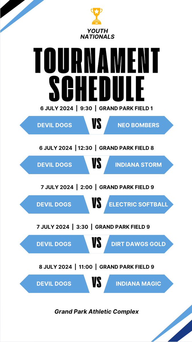 Here is our schedule for Myrtle Beach!!