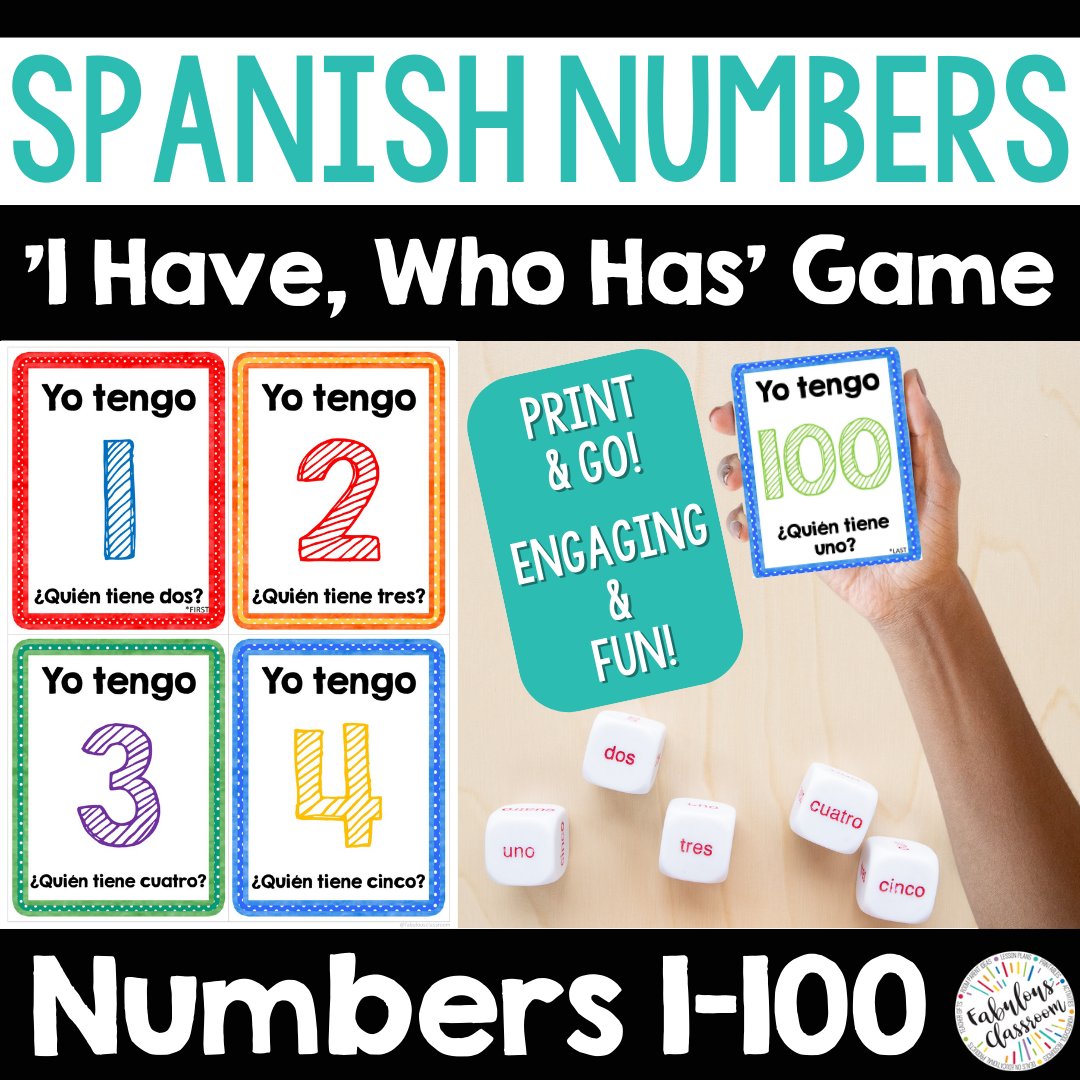 My top-selling product - just $1 for a few more hours! #starsandstripes Spanish Numbers Activity Game | Printable Números 1-100 No-Prep teacherspayteachers.com/Product/starsa…