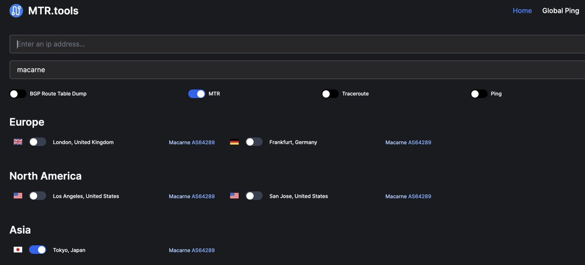 🚀 Exciting update! We've added a new probe in Tokyo to mtr.tools! Now you can run MTR, Ping, and Traceroute lookups with even better coverage. Welcome to Tokyo, Macarne (@macarnellc)! Huge thanks for making this possible! 🌐 #networking #tech #mtr