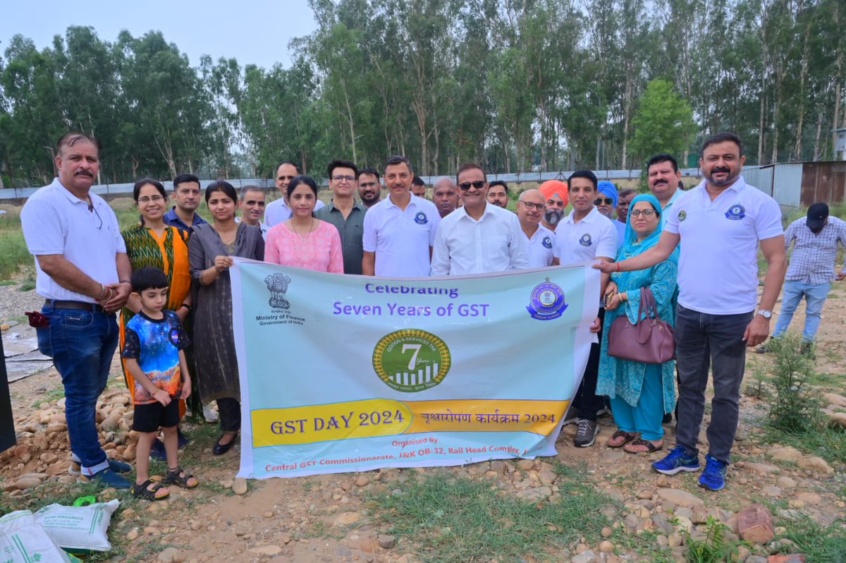 Officers and staff of Central GST Jammu participated in tree plantation drive as part of GST day celebration conducted by Central GST Jammu(Venue: Upcoming office and residential complex at Bantalab, Jammu).