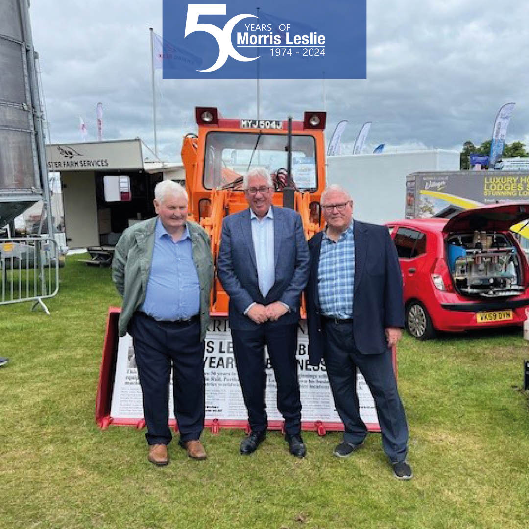 This year, Morris Leslie celebrates 50 years in business. From humble beginnings selling plant equipment from his family farm in Rait, Perthshire, Morris Leslie has grown his business to selling plant machines globally.
Thank you for being a part of our journey.  🎉🚜