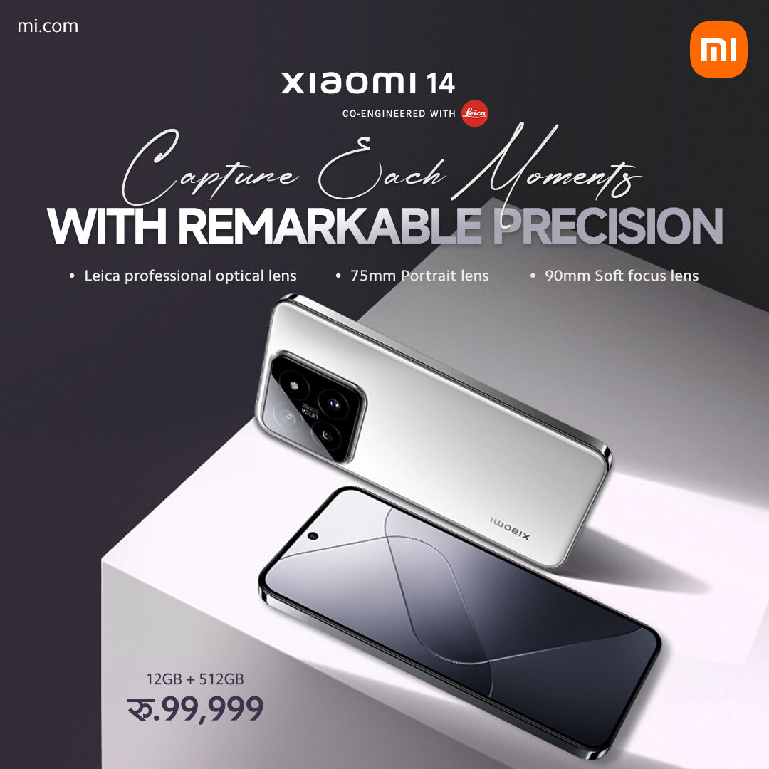 XiaomiNepal's tweet image. Capture each moment with remarkable precision from the 𝐗𝐢𝐚𝐨𝐦𝐢 𝟏𝟒.
Available now: 12GB+512GB at just रू99,999

#Xiaomi14 #XiaomiNepal #LeicaLens