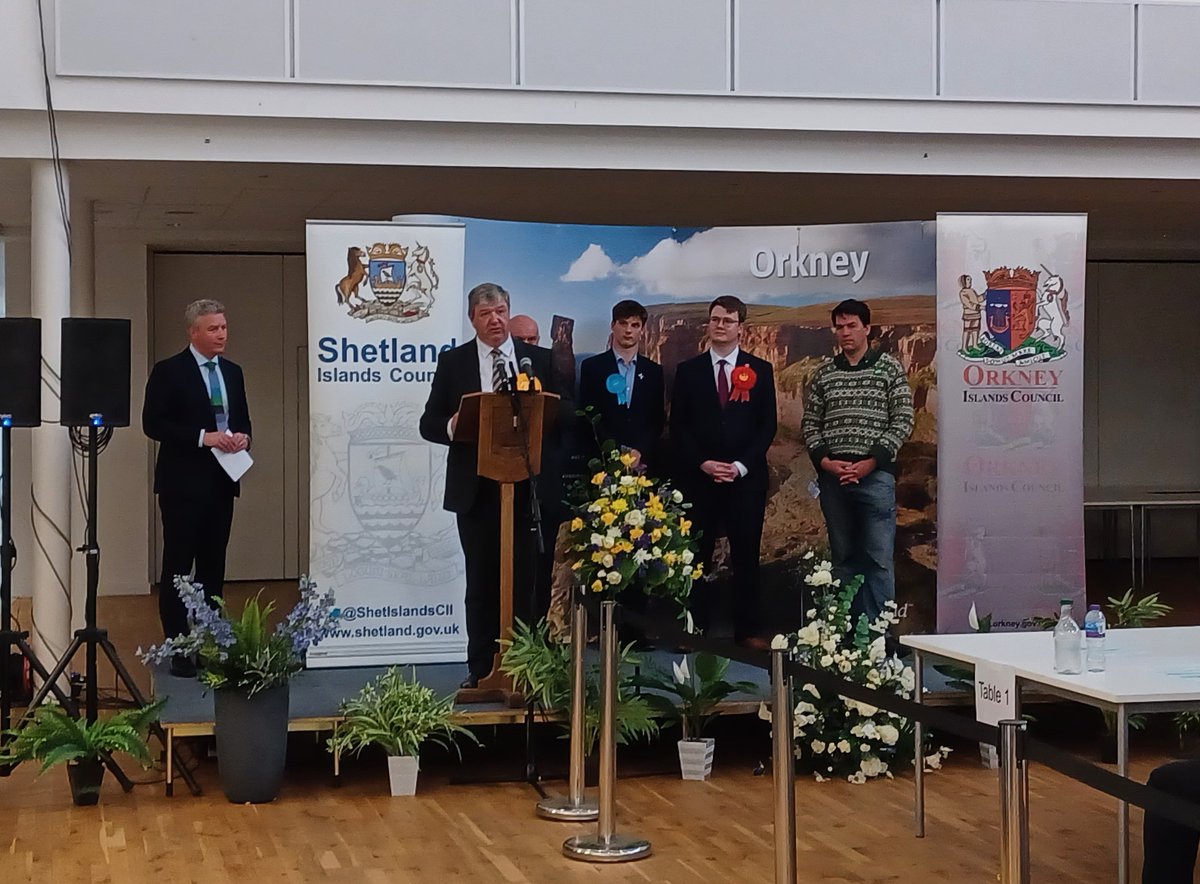 ARMstew's tweet image. Alistair Carmichael (Lib Dems) has retained his Westminster seat for Orkney and Shetland, taking 11,392 votes.
Second place candidate was the SNP's Robert Leslie with 3,585 votes.
#Orkney
