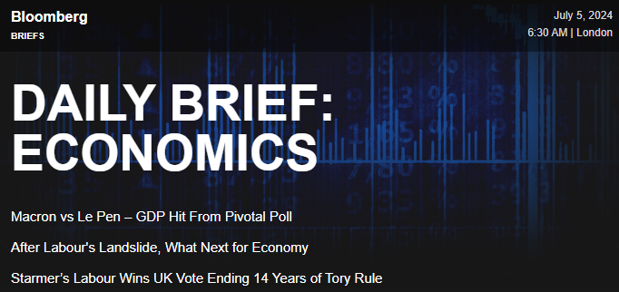 geoffatwork's tweet photo. The Labour Party wins big in #GeneralElection2024📷, while #France goes to the polls on Sunday. But what does it all mean for the econmies of the #UK and #Europe? Bloomberg Economics have their say in today's EuroEco Brief https://t.co/Whu2UwXeqG. https://t.co/5Odgtg9JRP