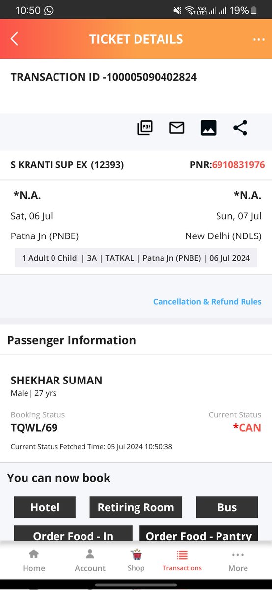 HankXaverian's tweet photo. Booked as TQWL 69
At this time the app is showing TQWL 4
NO REFUND ON MY CANCELATION
What kind of scam is this? 
@IRCTCofficial @AshwiniVaishnaw @irctc https://t.co/vTK9pA7dx8
