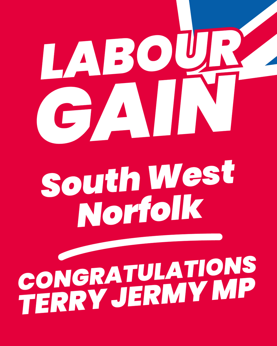 Labour GAIN South West Norfolk from the Conservatives 🌹