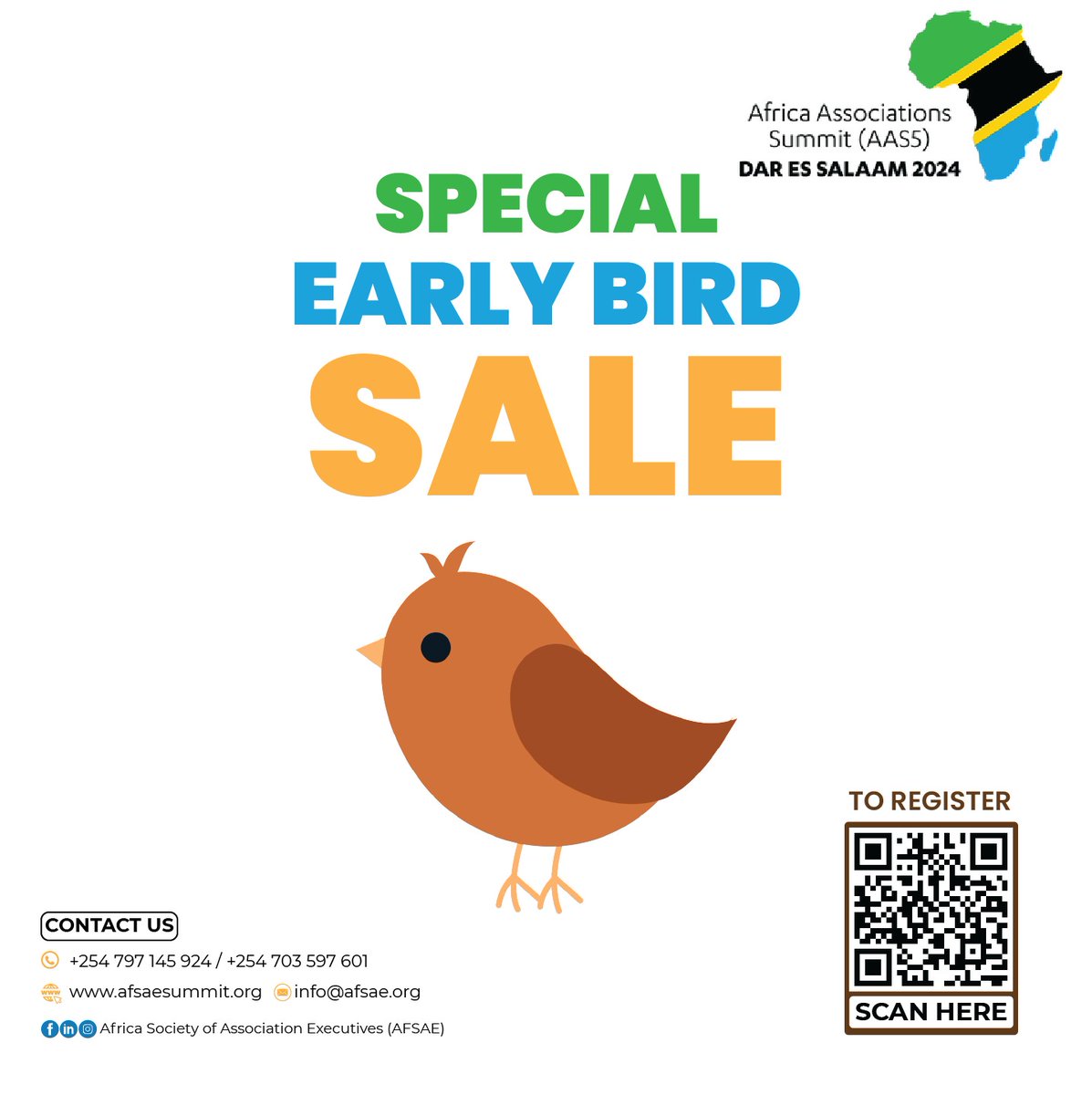 af_sae's tweet photo. The 5th annual Africa Association Summit (AAS5) #earlybird tickets are out! Secure your spot at the #AAS5 in Dar es Salaam, Tanzania from Oct 29-30, 2024! Get ready for game-changing insights, real-world solutions, and networking opportunities. visit  https://t.co/nty9fjpdpV https://t.co/8Vjgk6UCM8