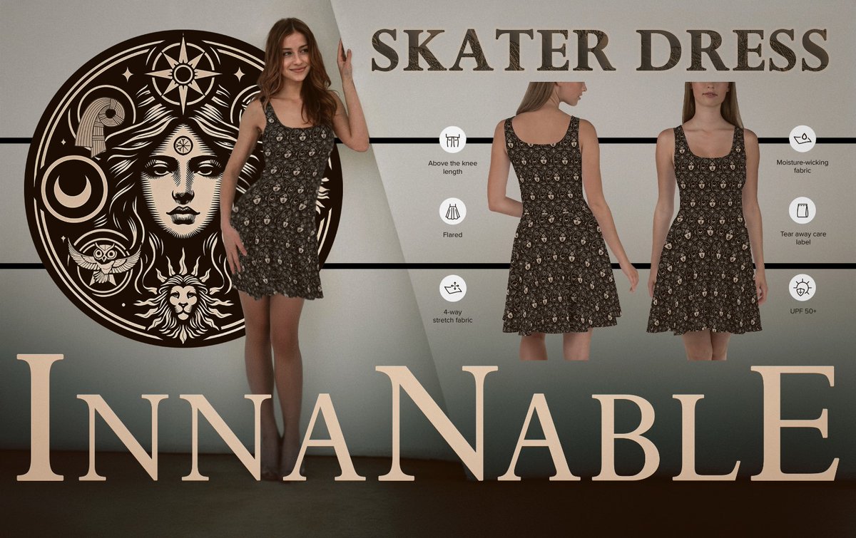 innanable's tweet photo. Skater Dress
🌟 New Arrival! Skater Dress 🌟

Dance through life in our Skater Dress, adorned with beautiful Inanna symbols. Stylish, comfortable, and perfect for any occasion.

🛍️ Shop now at https://t.co/Slv1wh3UST

#Innanable #Inanna #Dress #NewArrival https://t.co/gYpI5P2umJ
